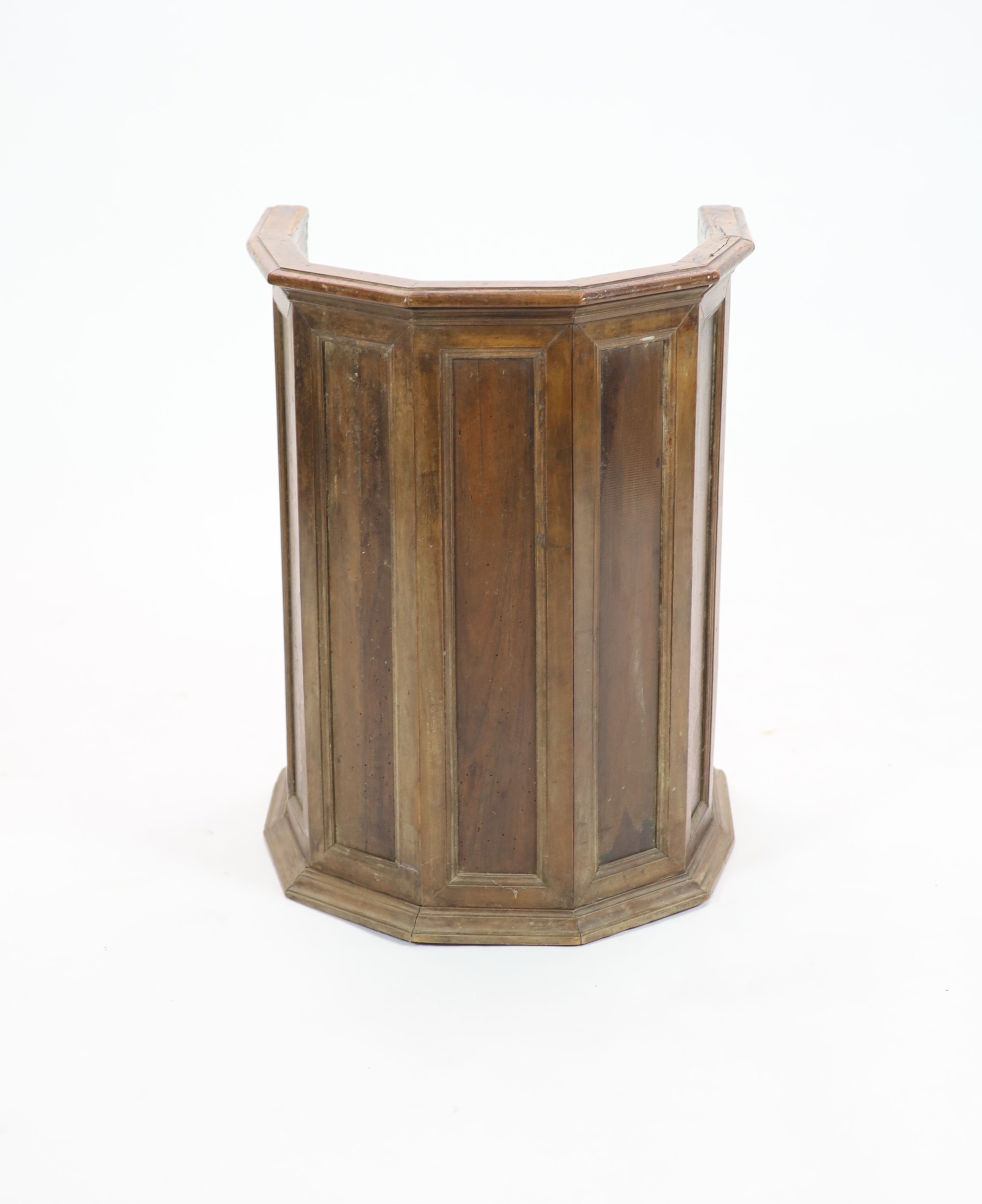 A late 16th century Italian walnut tub chair, possibly Tuscan, having H 79cm. W 60cm. D 46cm.